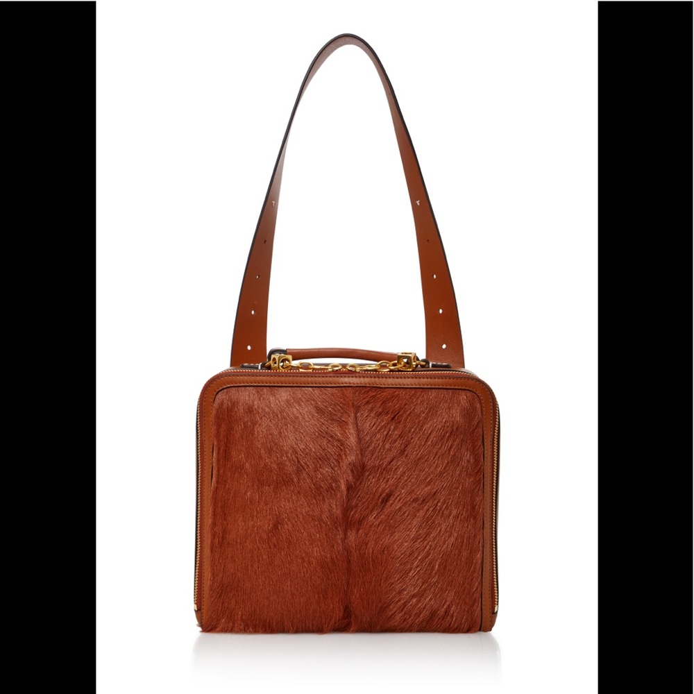 Tory Burch RUNWAY Arthur Fur Satchel Briefcase